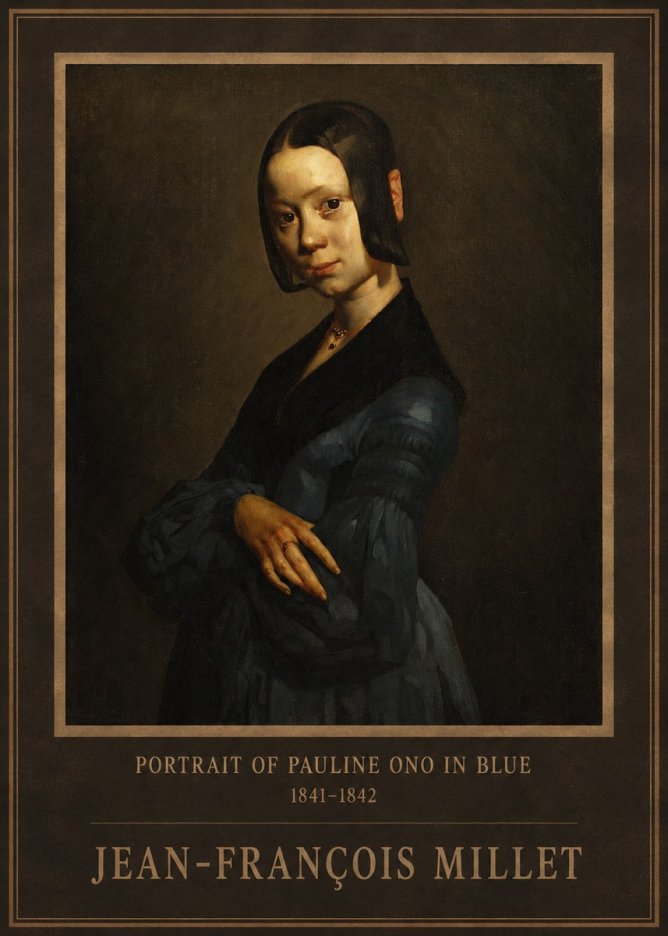 Jean-François Millet Portrait of Pauline Ono in Blue No1 - Plakat
