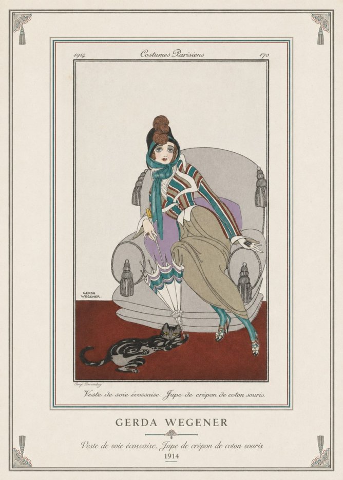 Gerda Wegener Veste De Soie Écossaise. Jupe De Crépon De Coton Souris. No3 - Plakat