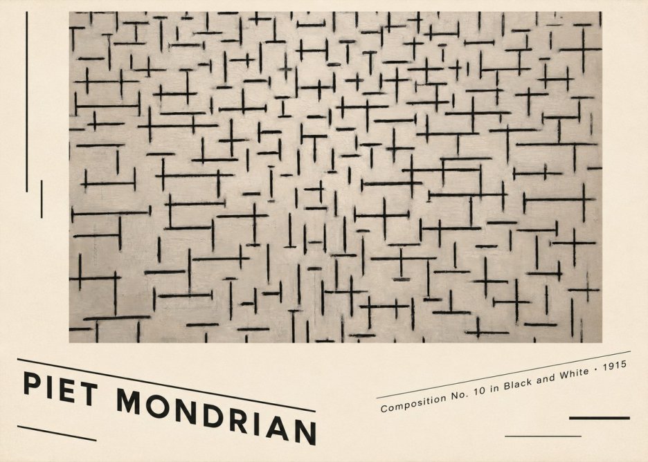 Piet Mondrian Composition No. 10 in Black and White No6 - Plakat