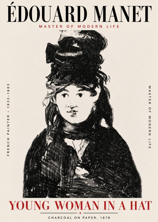 Édouard Manet Young Woman in a Hat III No6 - Plakat