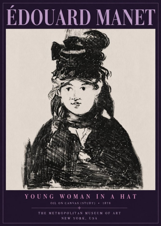 Édouard Manet Young Woman in a Hat IV No6 - Plakat