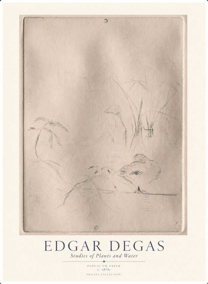 Edgar Degas Studies of Plants and Water No1 - Plakat