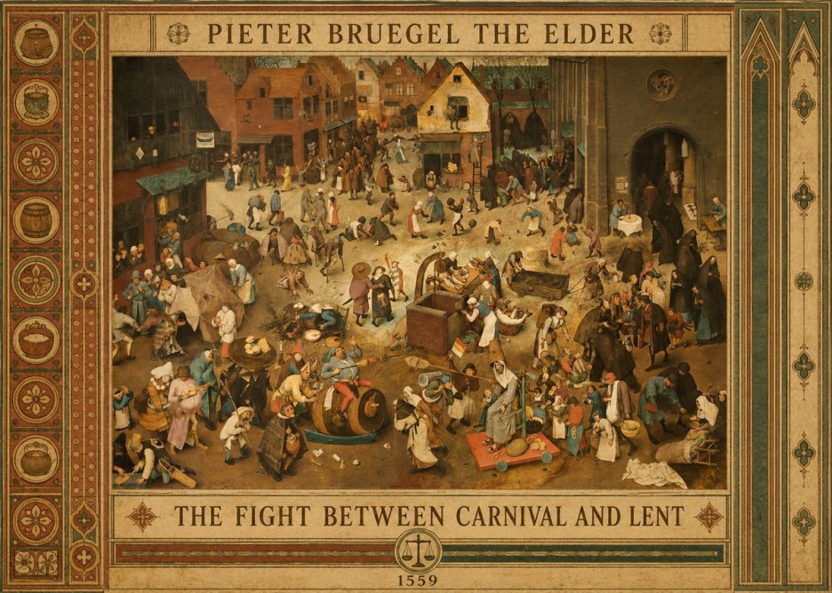 Pieter Bruegel The Fight Between Carnival and Lent III No6 - Plakat