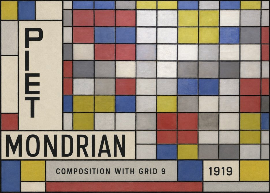 Piet Mondrian Composition with Grid 9 No6 - Plakat