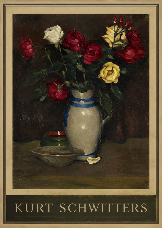 Kurt Schwitters Still Life with Roses No1 - Plakat