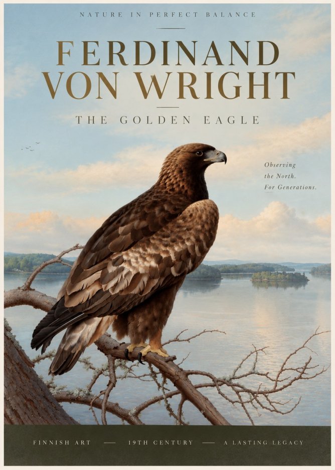 Ferdinand von Wright Eagle Perched by the Lake No4 - Plakat