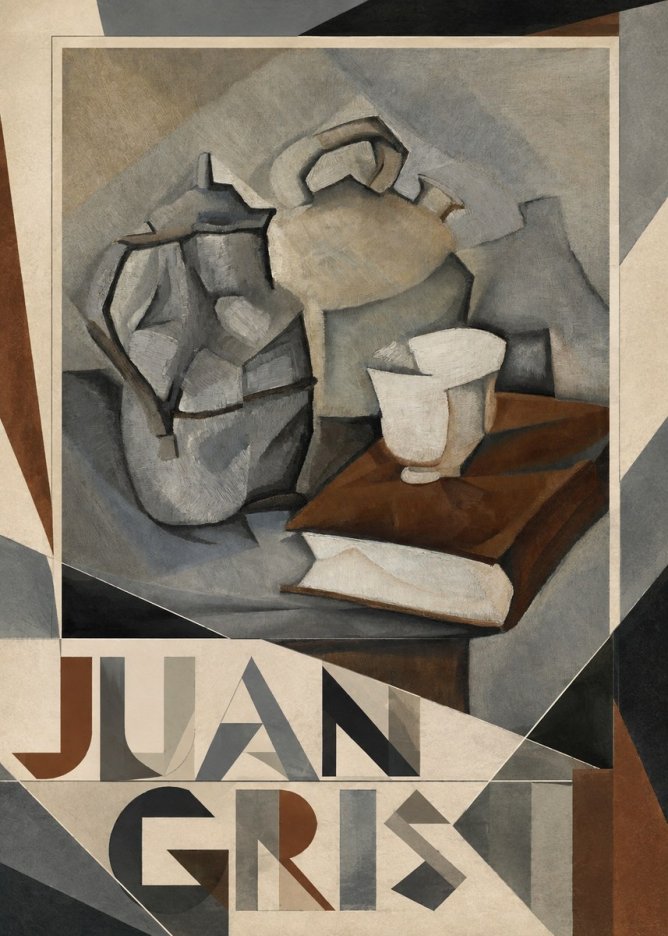 Juan Gris Still Life with Book and Vessels No4 - Plakat