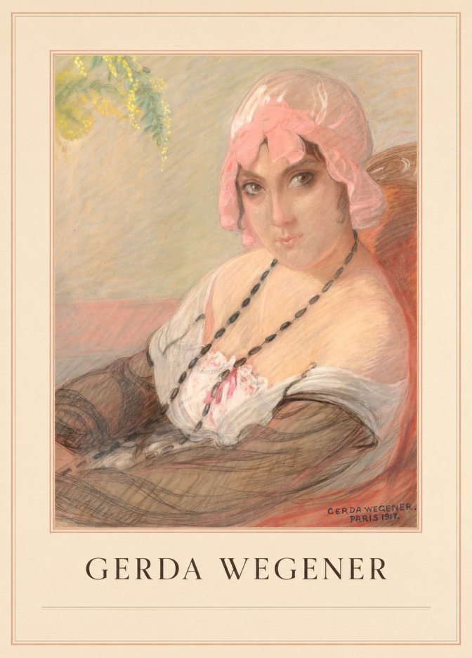 Gerda Wegener Woman in a Pink Bonnet No4 - Plakat