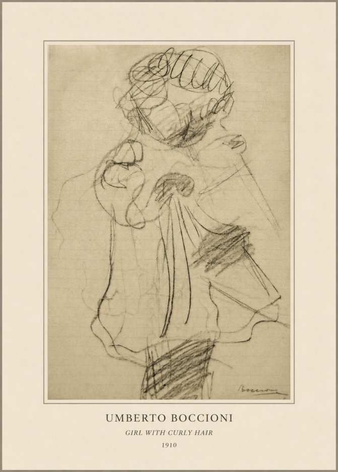 Umberto Boccioni Girl with Curly Hair No4 - Plakat