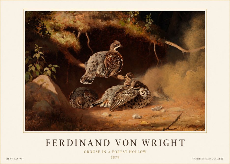 Ferdinand von Wright Grouse in a Forest Hollow No1 - Plakat