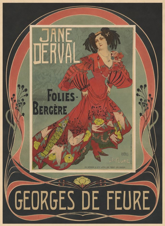 Georges de Feure Jane Derval - Folies-bergère II No4 - Plakat