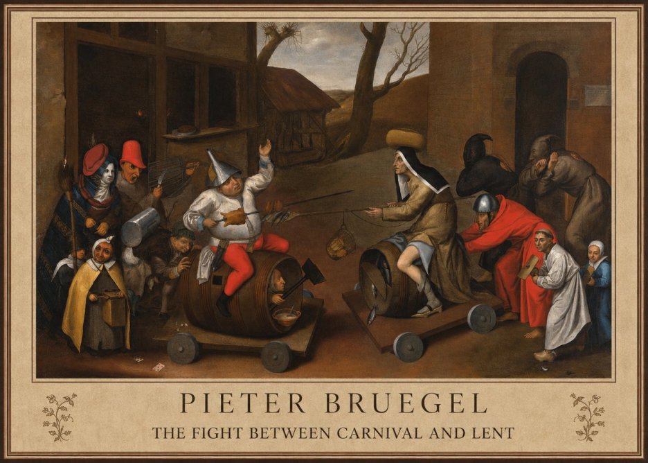 Pieter Bruegel The Fight Between Carnival and Lent IV No1 - Plakat