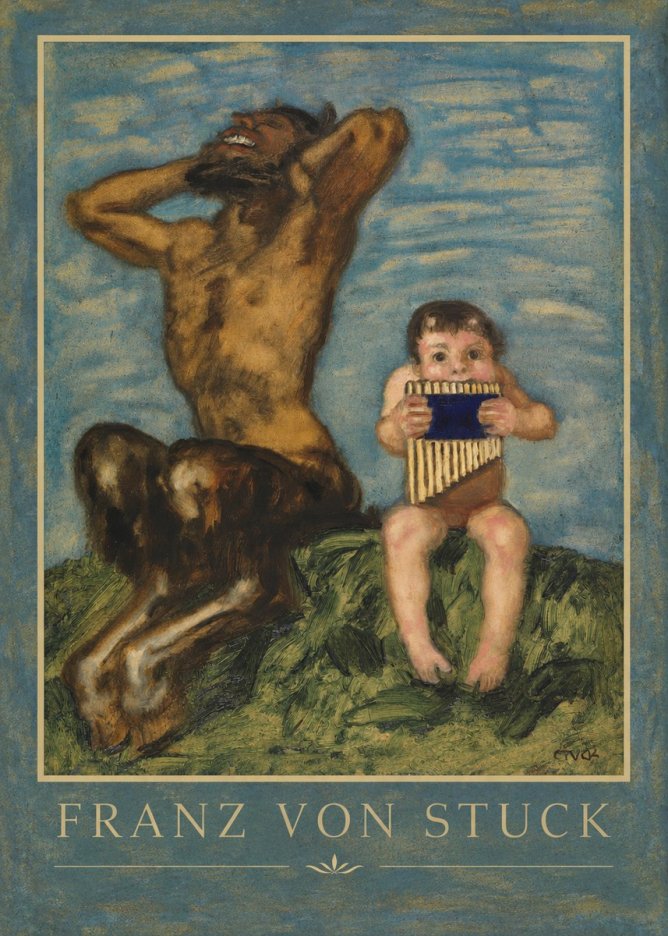 Franz von Stuck Laughing Faun and Playing Putto No6 - Plakat