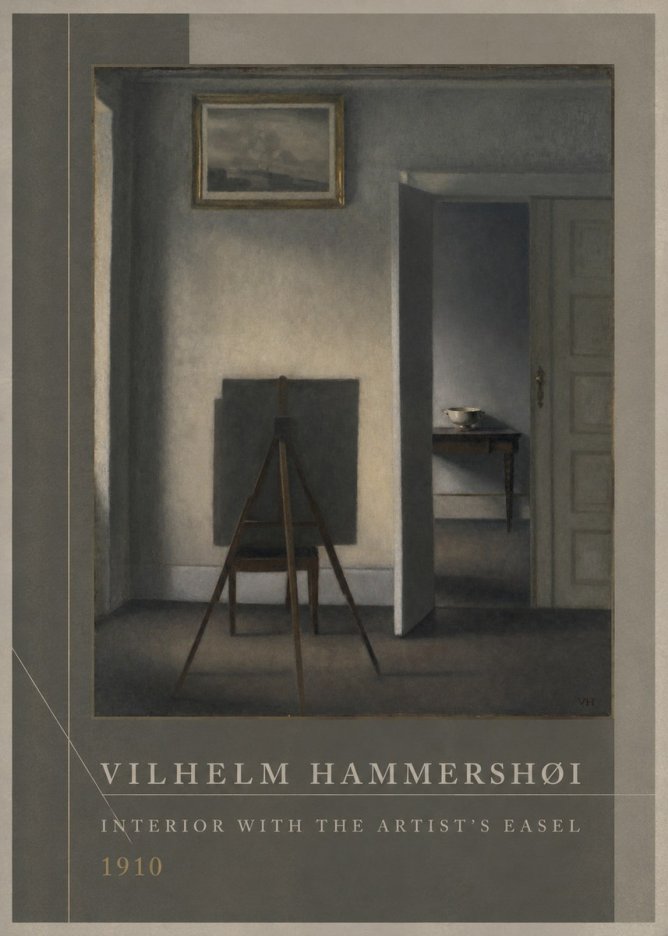 Vilhelm Hammershøi Interior with the Artist's Easel II No2 - Plakat