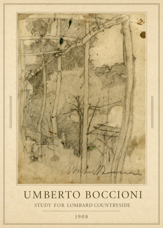 Umberto Boccioni Study for Lombard Countryside No1 - Plakat