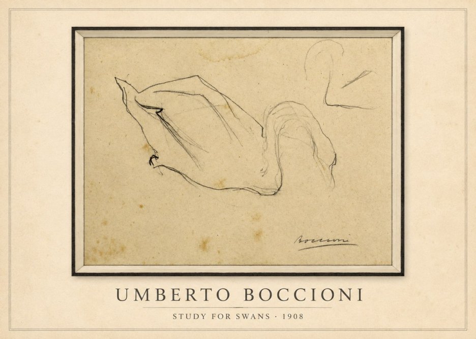Umberto Boccioni Study for Swans No1 - Plakat