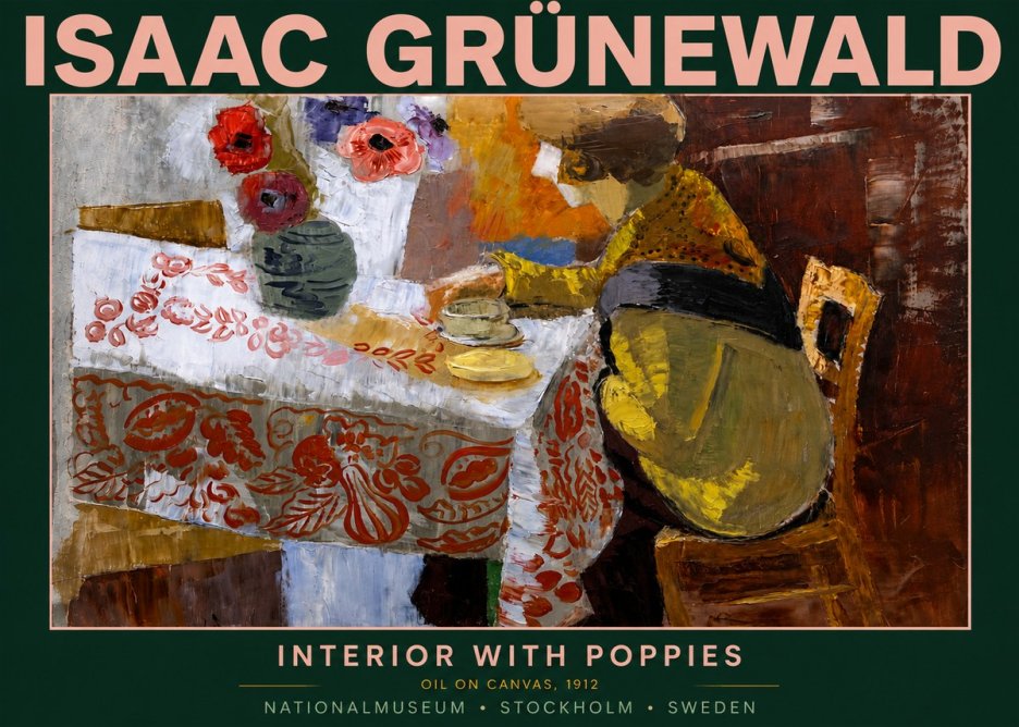Isaac Grünewald Interior with Poppies No5 - Plakat
