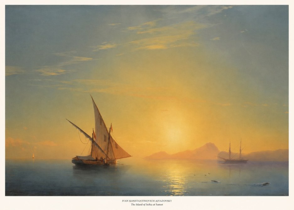 Ivan Konstantinovich Aivazovsky The Island of Ischia at Sunset No6 - Plakat