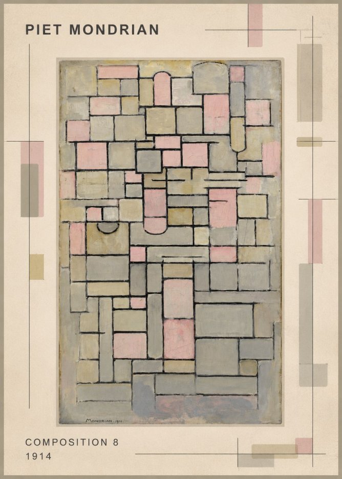 Piet Mondrian Composition 8 No1 - Plakat