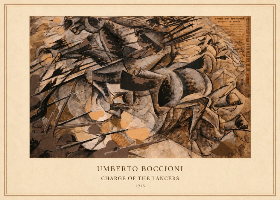 Umberto Boccioni Charge of the Lancers No4 - Plakat
