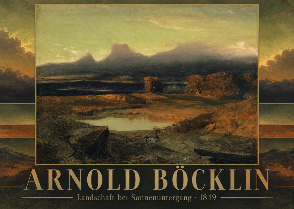 Arnold Böcklin Landschaft Bei Sonnenuntergang No5 - Plakat
