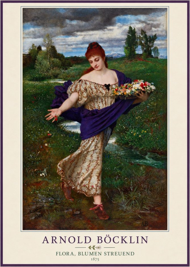 Arnold Böcklin Flora, Blumen Streuend II No4 - Plakat