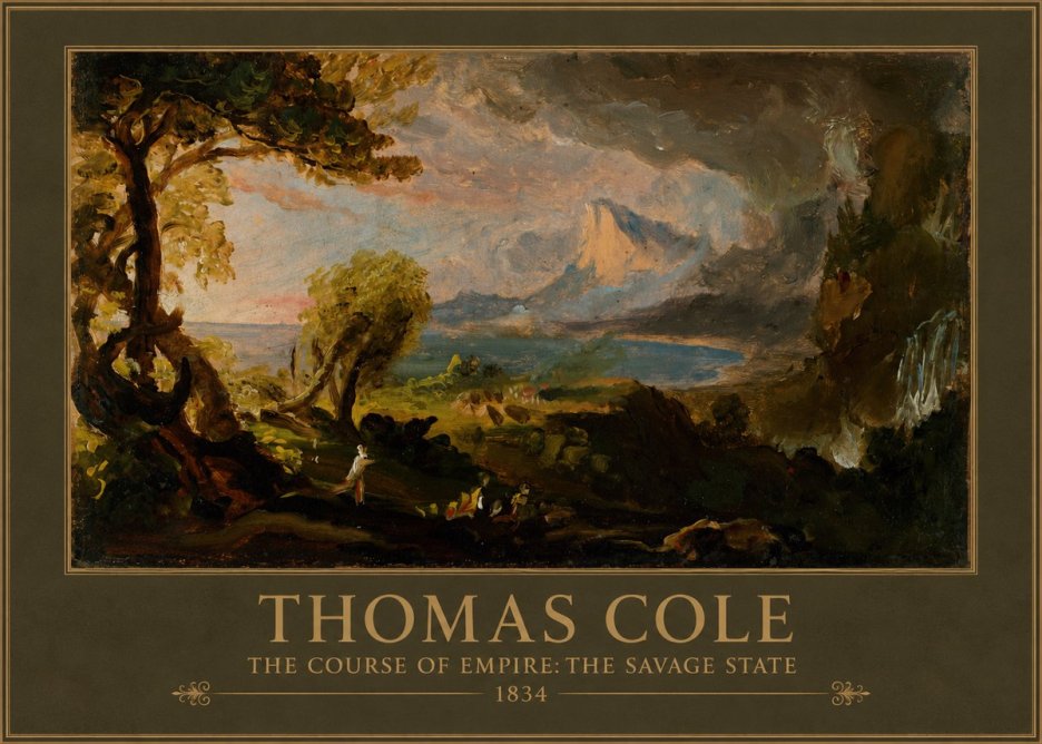 Thomas Cole The Course of Empire: the Savage State II No1 - Plakat
