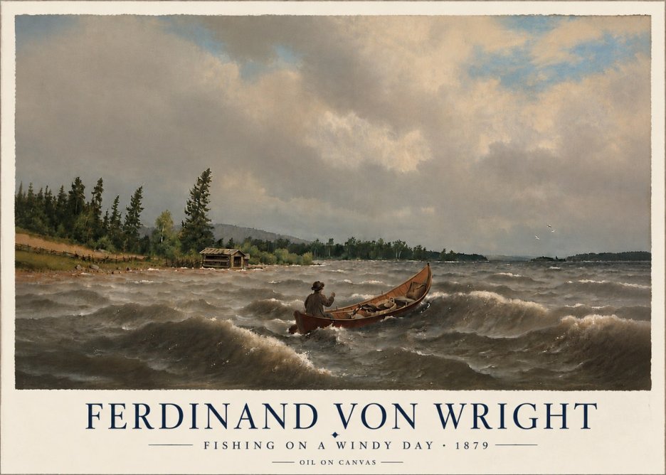 Ferdinand von Wright Fishing on a Windy Day No6 - Plakat