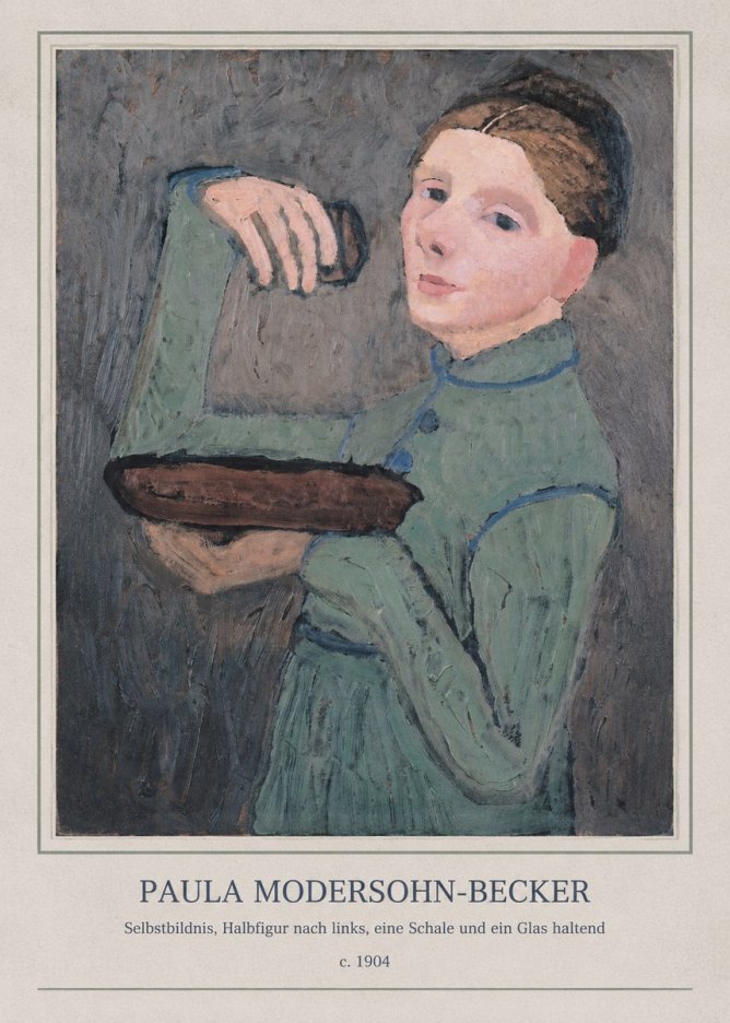 Paula Modersohn-Becker Selbstbildnis, Halbfigur Nach Links, Eine Schale Und Ein Glas Haltend No4 - Plakat