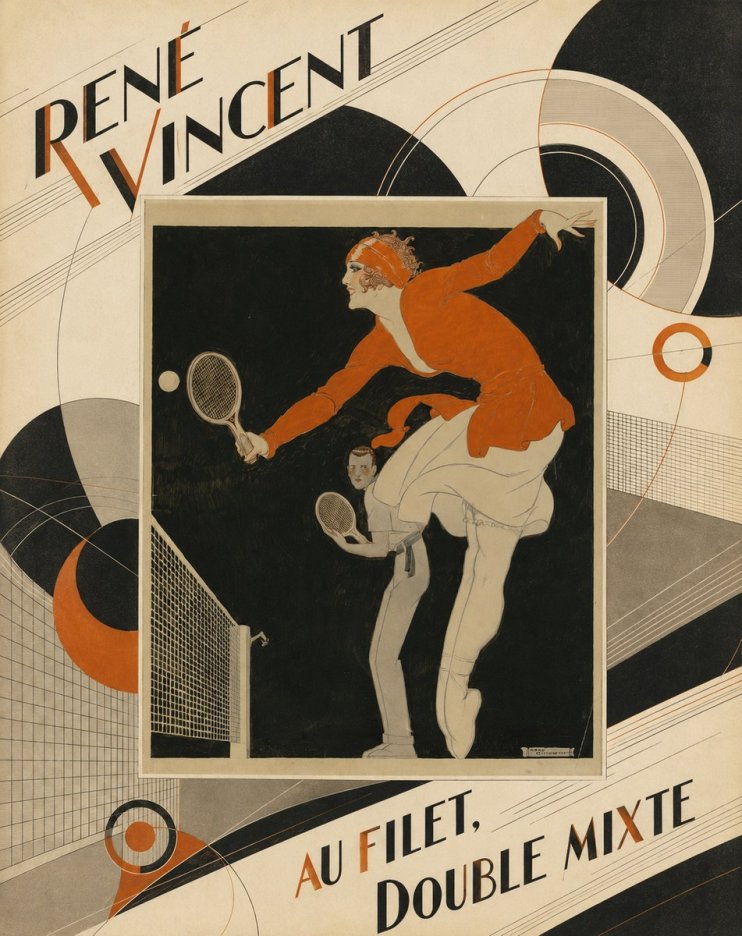 René Vincent Au Filet, Double Mixte No5 - Plakat