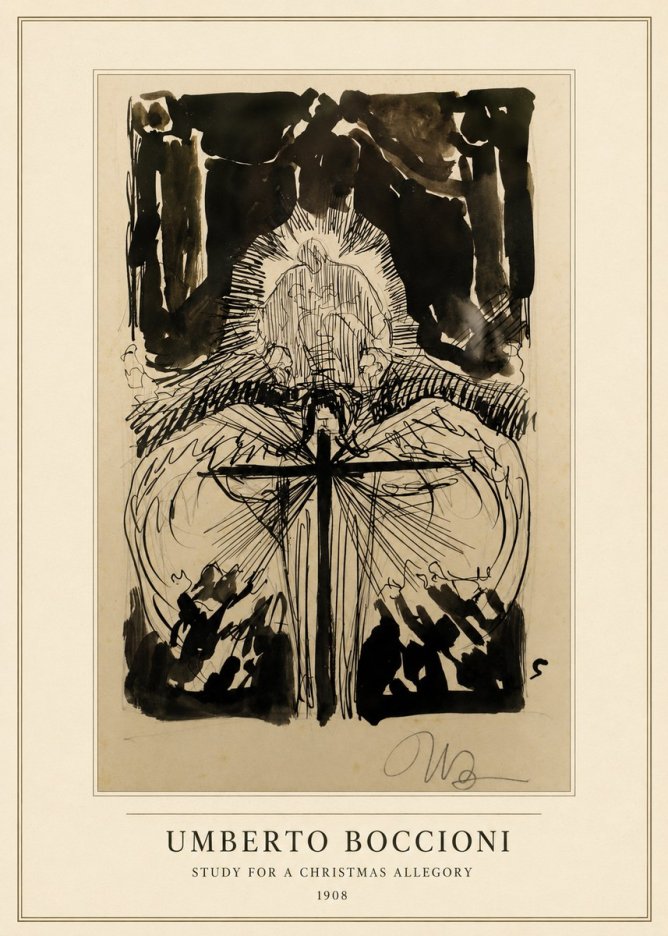 Umberto Boccioni Study for a Christmas Allegory No3 - Plakat