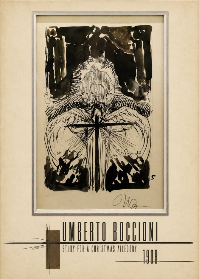 Umberto Boccioni Study for a Christmas Allegory No5 - Plakat