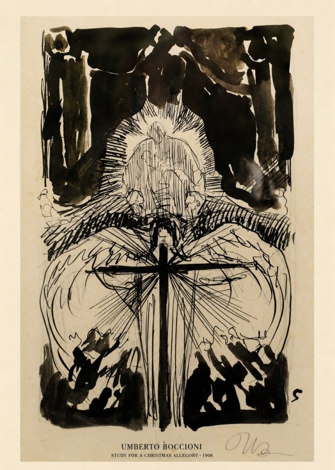Umberto Boccioni Study for a Christmas Allegory No6 - Plakat