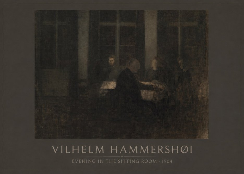 Vilhelm Hammershøi Evening in the Sitting Room No1 - Plakat