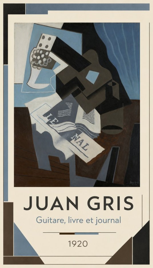 Juan Gris Guitare, Livre Et Journal No3 - Plakat
