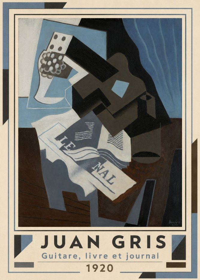 Juan Gris Guitare, Livre Et Journal No6 - Plakat