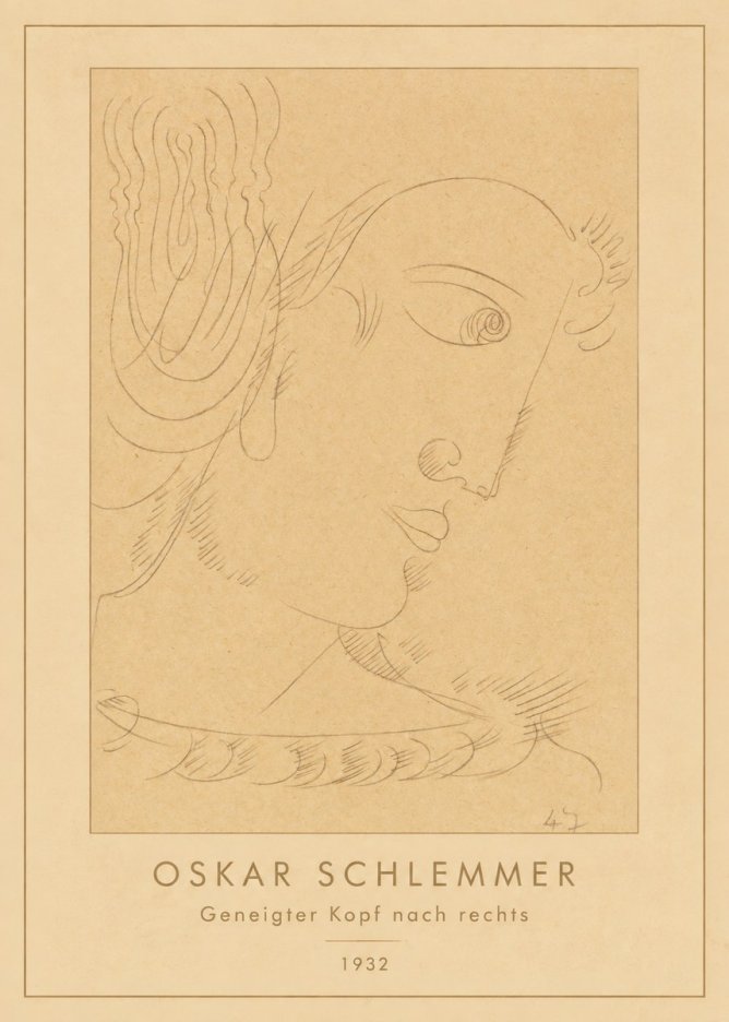 Oskar Schlemmer Geneigter Kopf Nach Rechts No4 - Plakat