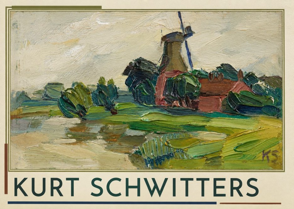 Kurt Schwitters Landscape with Windmill No1 - Plakat