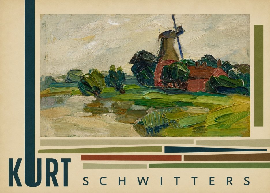 Kurt Schwitters Landscape with Windmill No6 - Plakat