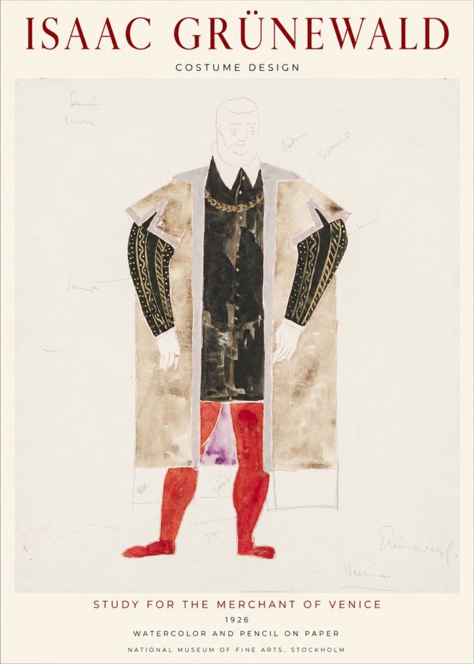 Isaac Grünewald Study for the Merchant of Venice No1 - Plakat