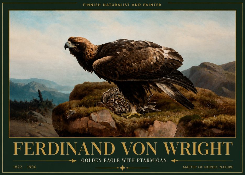 Ferdinand von Wright Golden Eagle with Ptarmigan No6 - Plakat