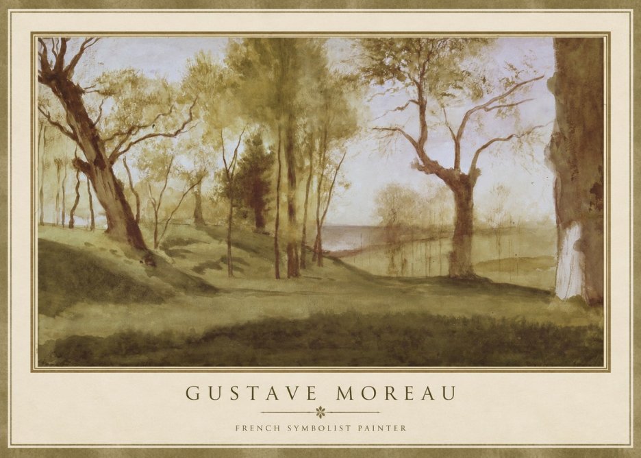 Gustave Moreau Wooded River Landscape No1 - Plakat