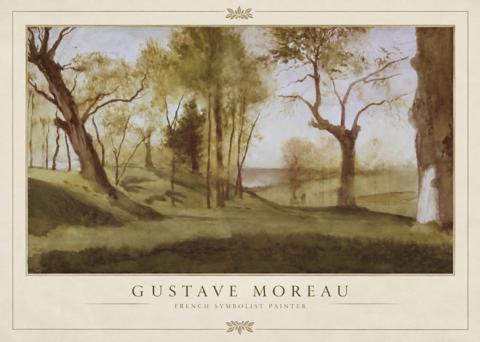 Gustave Moreau Wooded River Landscape No2 - Plakat