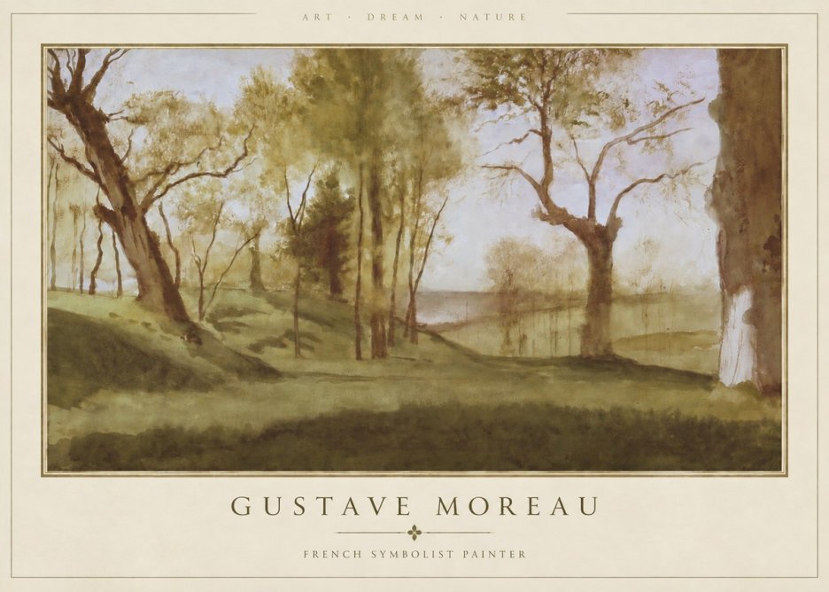 Gustave Moreau Wooded River Landscape No4 - Plakat