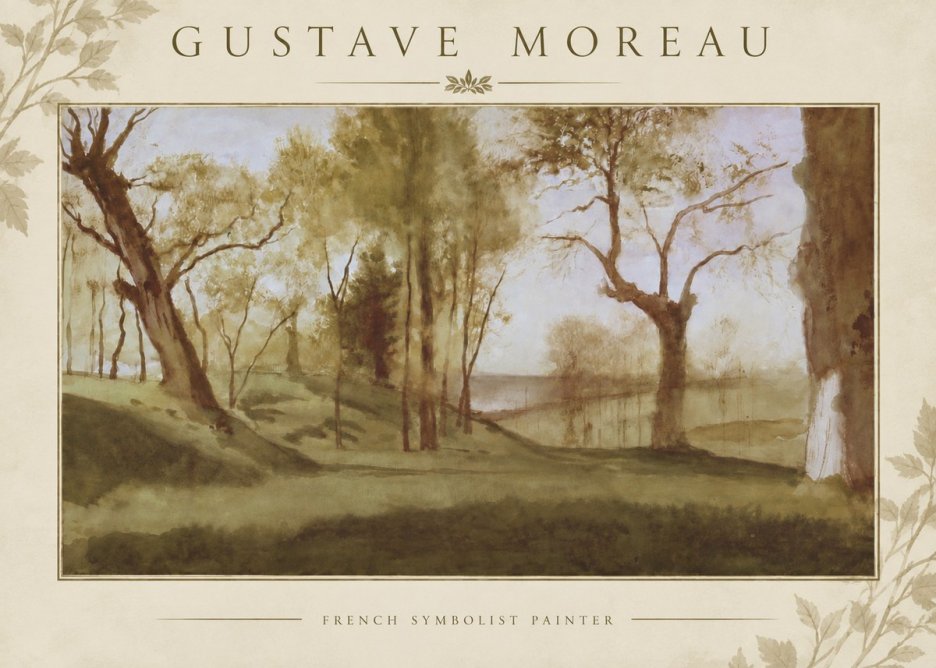 Gustave Moreau Wooded River Landscape No5 - Plakat
