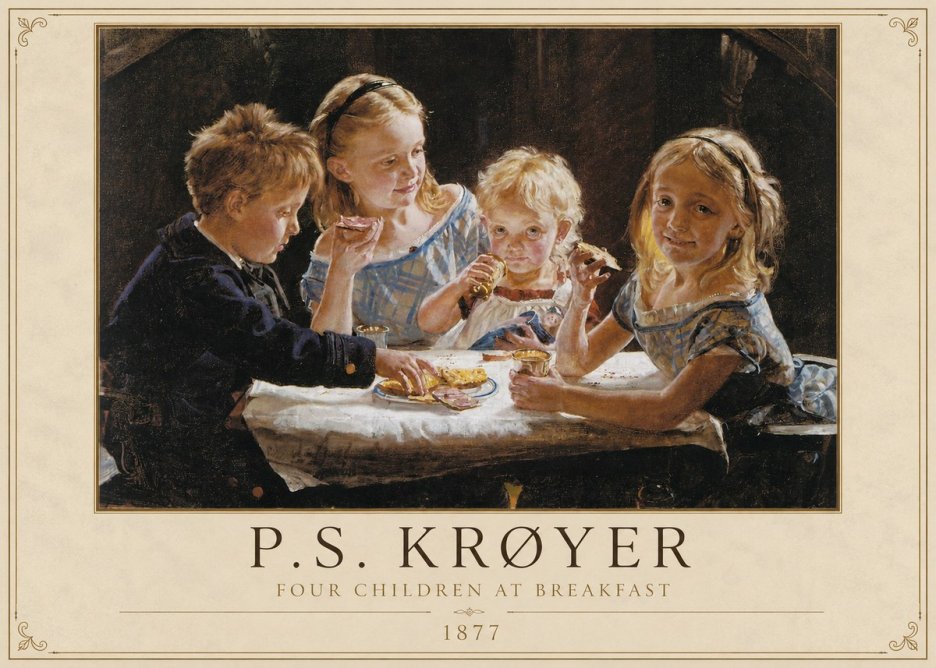 P.S. Krøyer Four Children at Breakfast No2 - Plakat