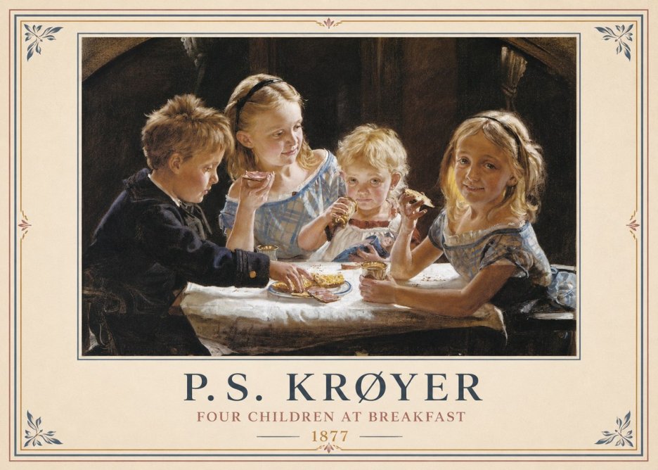 P.S. Krøyer Four Children at Breakfast No6 - Plakat