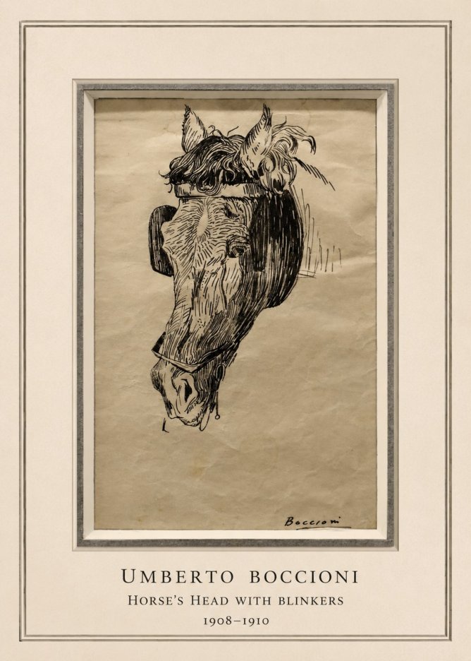 Umberto Boccioni Horse's Head with Blinkers No5 - Plakat