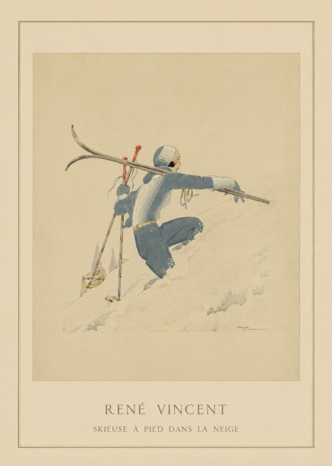 René Vincent Skieuse À Pied Dans La Neige No4 - Plakat
