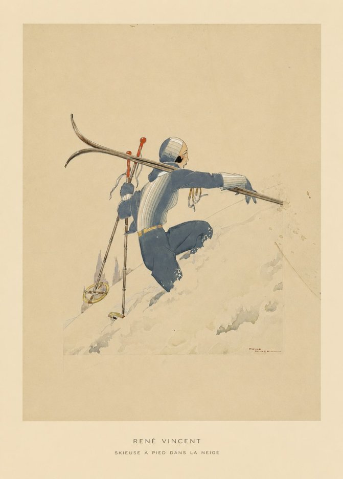 René Vincent Skieuse À Pied Dans La Neige No5 - Plakat
